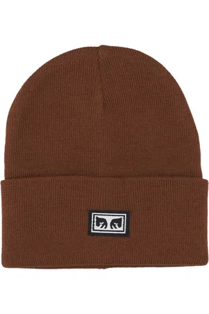 Obey Akcesoria, Mężczyzna, Beżowy, ONE SIZE, Ikona Oczy Sepia Beanie Czapka