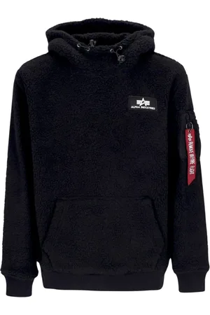 Alpha Industries Bluzy, Mężczyzna, Czarny, L, Sherpa Hoodie Czarny