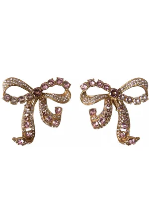 Dolce & Gabbana Akcesoria, Kobieta, Żółty, ONE SIZE, Złote Bow Fiocchi Kolczyki Clip-on