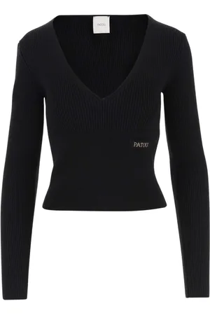 Patou Swetry, Kobieta, Czarny, L, Stylowy Sweter z dekoltem w serek