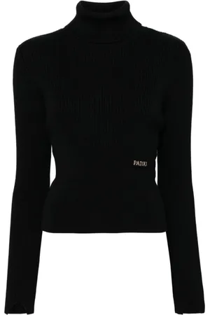 Patou Swetry, Kobieta, Czarny, XS, Czarny Sweter z Wełny Merino
