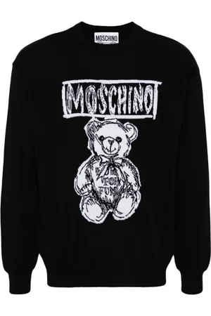 Moschino Swetry, Mężczyzna, Czarny, L, Sweter z Misiem Teddy