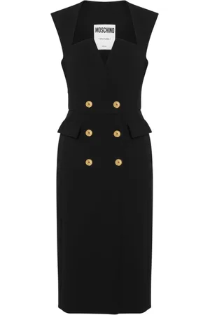Moschino Sukienki, Kobieta, Czarny, S, Czarna Sukienka Złote Guziki