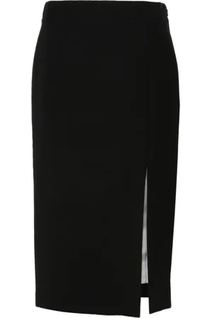 Moschino Spódnice, Kobieta, Czarny, XS, Czarna Wełniana Spódnica Ołówkowa