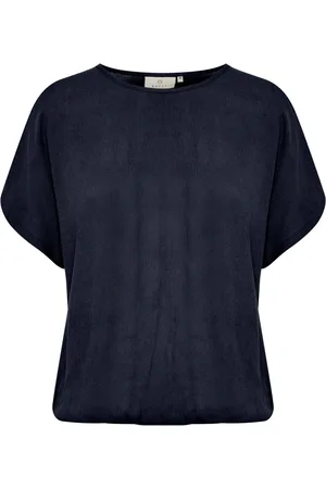 Kaffe Koszulki, Kobieta, Niebieski, XL, Len, T-Shirts