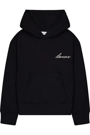 LANEUS Bluzy, unisex, Czarny, L, Boxy bluza z kapturem i haftem