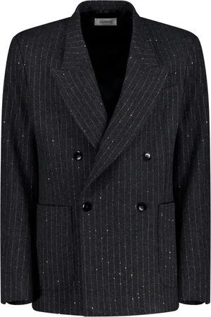 LANEUS Kurtki, Mężczyzna, Szary, S, Pinstripe Double Breasted Jacket