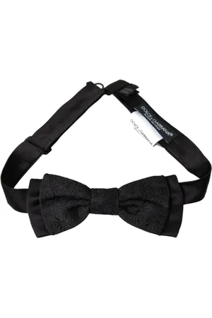Dolce & Gabbana Akcesoria, Mężczyzna, Czarny, ONE SIZE, Czarny Mucha z Jedwabiu Brokatowego