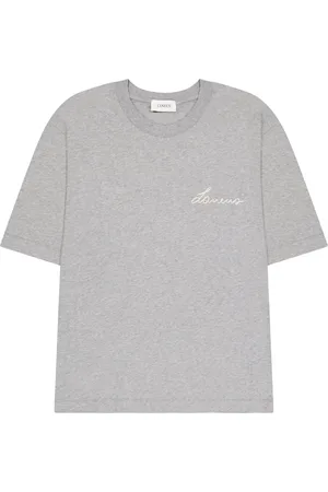 LANEUS Koszulki, unisex, Szary, L, Boxy T-shirt z haftowanym logo