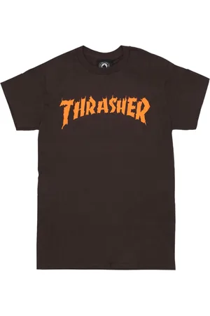 Thrasher Koszulki, Mężczyzna, brązowy, M, Płomień T-shirt