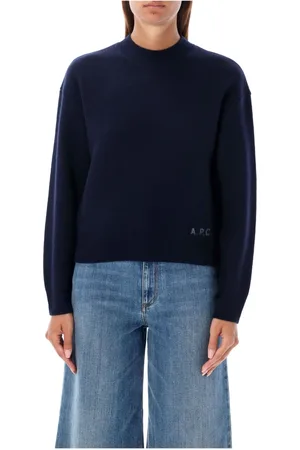 A.P.C. Swetry, Kobieta, Niebieski, L, Granatowy Sweter Esther Crew Neck