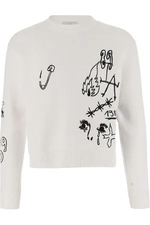 1989 STUDIO Swetry, Mężczyzna, Biały, S, Scribble Nowoczesny Obraz