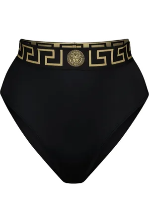 VERSACE Stroje kąpielowe, Kobieta, Czarny, L, Medusa Greca Bikini Dolny