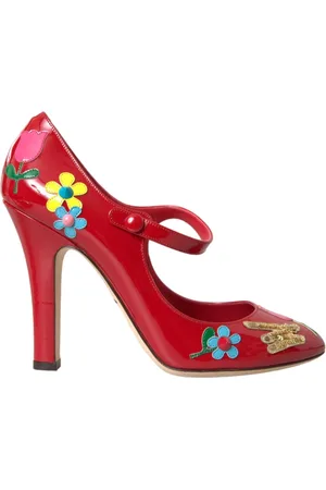 Dolce & Gabbana Buty, Kobieta, Czerwony, 40 EU, Czerwone Skórzane Mary Jane Obcasy