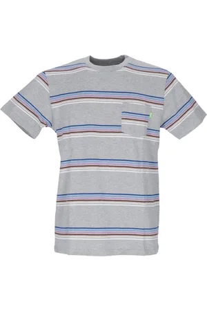 Huf Koszulki, Mężczyzna, Szary, XL, Bawełna, T-shirt Szary Heather Paski