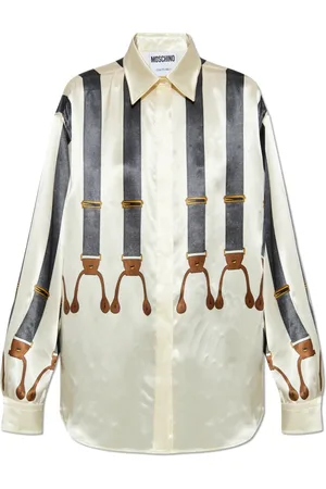 Moschino Bluzki, Kobieta, Beżowy, S, Koszula ze wzorem w pasy