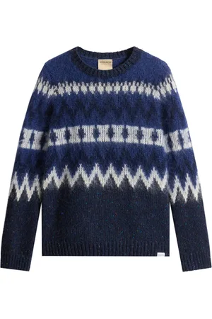 Woolrich Swetry, Kobieta, Niebieski, S, Niebieski Sweter Aztecki