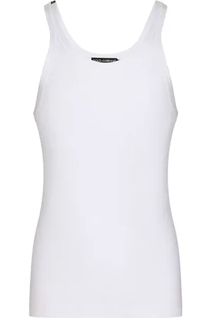 Dolce & Gabbana Koszulki, Mężczyzna, Biały, S, Biały top z żebrowanym wzorem