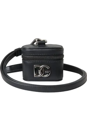 Dolce & Gabbana Akcesoria, unisex, Czarny, ONE SIZE, Czarny DG Logo Skórzane Etui na Airpods