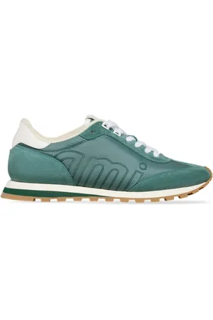 Ami Buty, Mężczyzna, Zielony, 43 EU, Zamsz, Zielone Sneakersy z Zamszu Haftowanym Logo