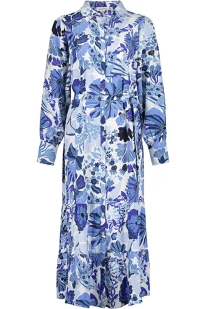 Fabienne Chapot Sukienki, Kobieta, Niebieski, L, Len, Sukienka Noa - Le Pacha Azure Print