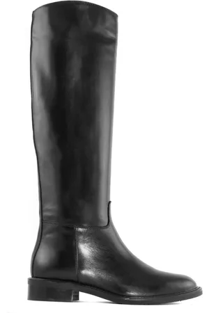 Julie Dee Buty, Kobieta, Czarny, 38 EU, Czarne Skórzane Buty Z Zamkiem Migdałowy Nosek