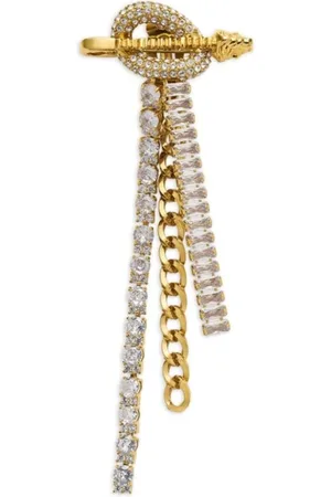VERSACE Akcesoria, Kobieta, Żółty, ONE SIZE, Złote Kryształowe Metalowe Kolczyki