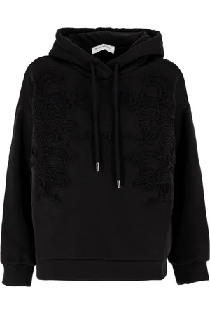 ERMANNO SCERVINO Bluzy, Kobieta, Czarny, S, Bluza z Kapturem i Koronką