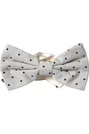 Dolce & Gabbana Akcesoria, Mężczyzna, Biały, ONE SIZE, Poliester, Kropka Poliester Mucha