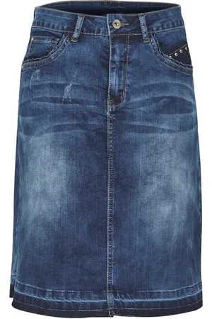 Cream Spódnice, Kobieta, Niebieski, 2XL, Denim, Spódnica z Denimu z Nitami