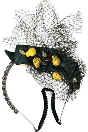 Dolce & Gabbana Akcesoria, Kobieta, Wielobarwność, ONE SIZE, Nylon, Czarne Cytryny Sycylia Kryształowy Opaska