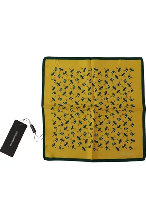 Dolce & Gabbana Akcesoria, Mężczyzna, Żółty, ONE SIZE, Luksusowy Jedwabny Szalik dla Mężczyzn