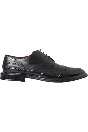 Dolce & Gabbana Buty, Mężczyzna, Czarny, 41 EU, Czarne Skrzane Oxford Wingtip Buty Formalne