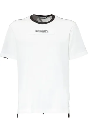 Dolce & Gabbana Koszulki, Mężczyzna, Biały, 2XL, Bawełniana Koszulka z Haftowanym Logo