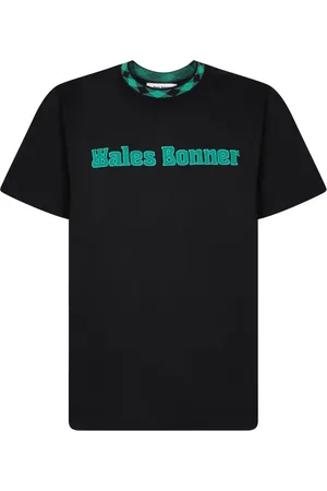 WALES BONNER Koszulki, Mężczyzna, Czarny, XL, Czarna koszulka z Teal Logo