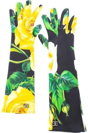 Dolce & Gabbana Akcesoria, Kobieta, Wielobarwność, M, Kwiatowe Rękawiczki Wieczorowe