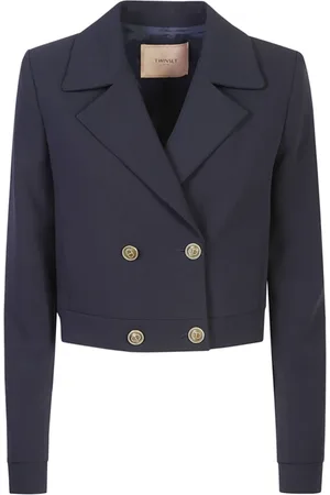 Twin-Set Kurtki, Kobieta, Niebieski, S, Poliester, Niebieskie ubrania wierzchnie dla kobiet Aw 24