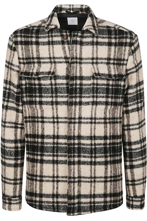 ELEVENTY Kurtki, Mężczyzna, Wielobarwność, 2XL, Wełna, Alpaca Wool Over Shirt Prince of Wales
