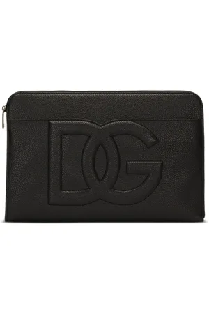 Dolce & Gabbana Torebki, Mężczyzna, Czarny, ONE SIZE, Len, Czarna Skórzana Torba na Ramię z Logo