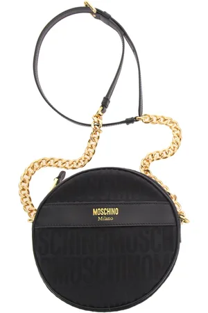 Moschino Torebki, Kobieta, Czarny, ONE SIZE, Bawełna, Okrągła torba z logo