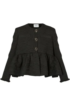 Erdem Kurtki, Kobieta, Czarny, S, Tweed, Kurtka Peplum Crop