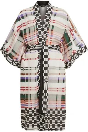 Persona by Marina Rinaldi Bluzki, Kobieta, Wielobarwność, M, Linen Kimono z Wielokolorowym Wzorem