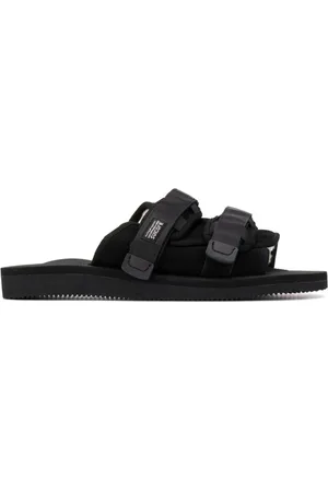 SUICOKE Buty, Kobieta, Czarny, 38 EU, Czarne Skórzane Sandały Slides