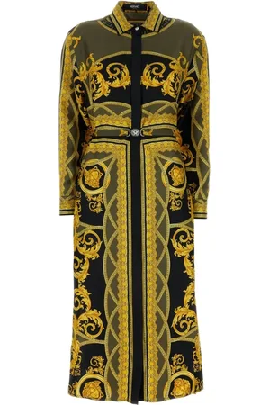 VERSACE Sukienki, Kobieta, Wielobarwność, M, Barokowa Jedwabna Sukienka