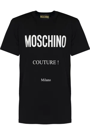 Moschino Koszulki, Mężczyzna, Czarny, S, Ikoniczny Couture Milano Print Czarna Koszulka