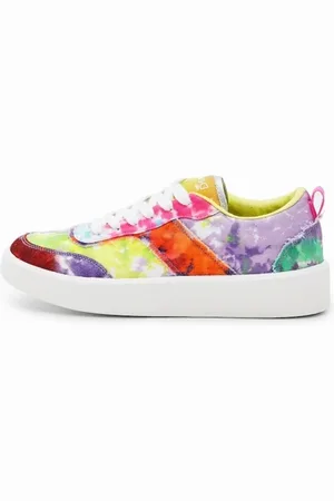 Desigual Buty, Kobieta, Wielobarwność, 36 EU, Wielokolorowe Trampki z Wzorem i Sznurówkami