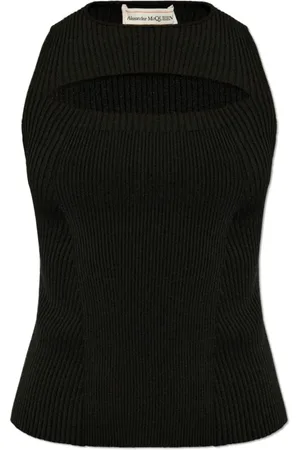 Alexander McQueen Koszulki, Kobieta, Czarny, L, Poliester, Krótki top
