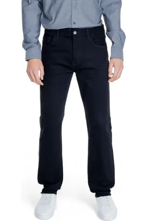 Armani Exchange Jeansy, Mężczyzna, Czarny, W40 L32, Czarne spodnie męskie z zamkiem i guzikami