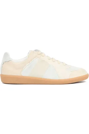 Maison Margiela Buty, Mężczyzna, Beżowy, 40 EU, Bawełna, Niskie skórzane sneakersy