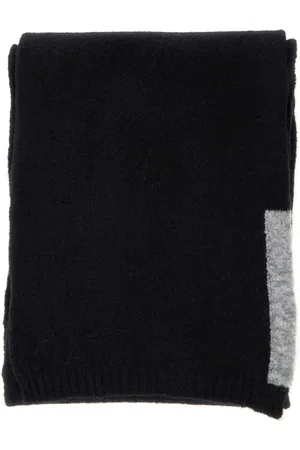 SEMICOUTURE Akcesoria, Kobieta, Czarny, ONE SIZE, Czarny Wełniany Szal z Lamówką